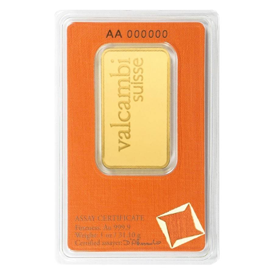 1 oz Gold Bar Valcambi Suisse .9999 Fine (In Assay)