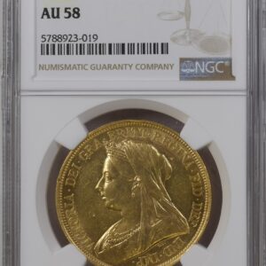 Great Britain Victoria 1893 Gold 5 Pounds NGC AU 58