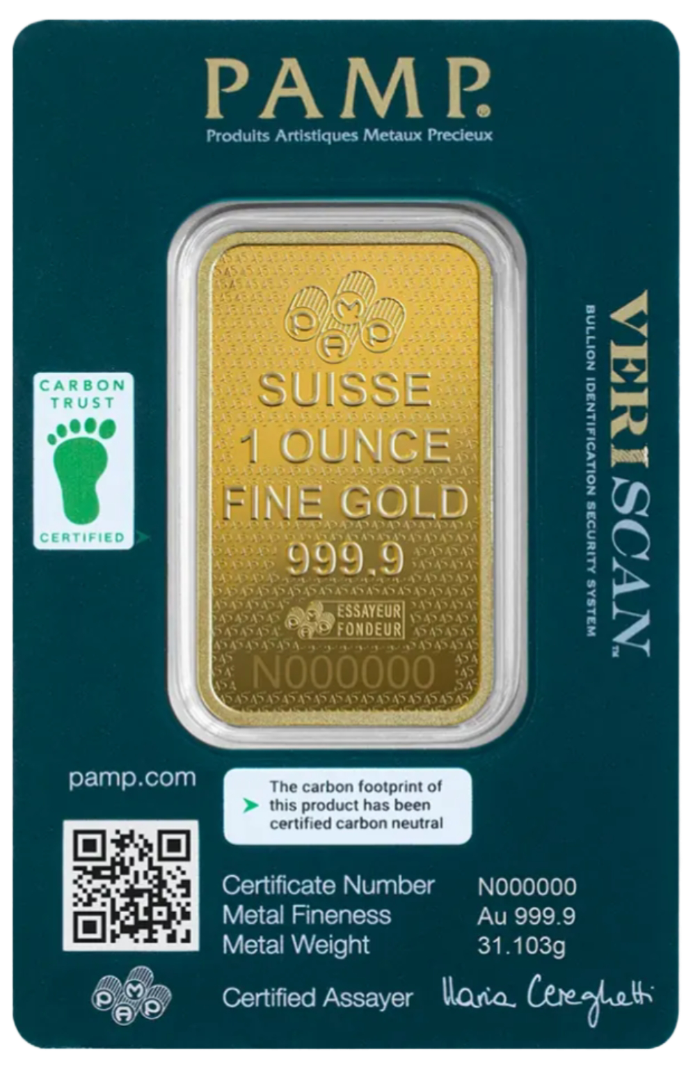 1 oz Gold Bar Lady Fortuna 45th Anniversary - PAMP - Image 2